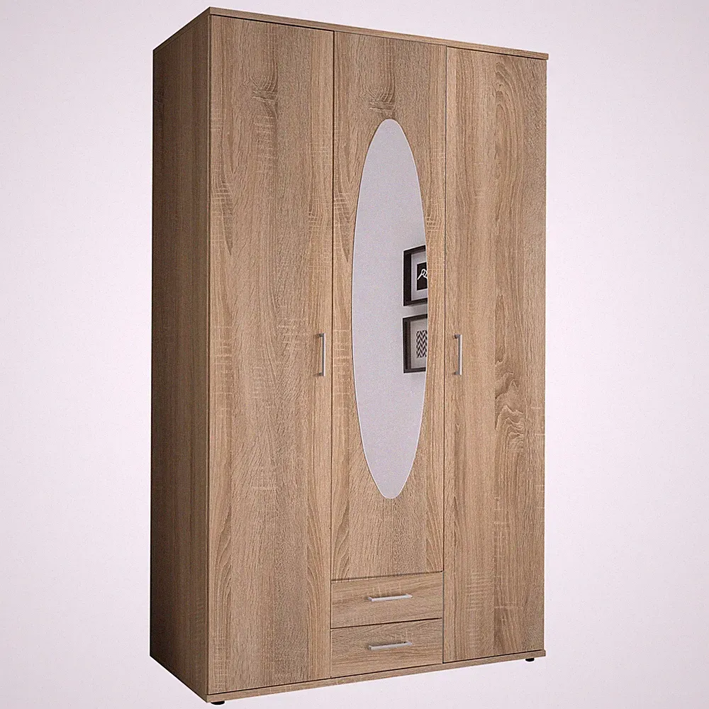clever pick Drehtürenschrank - Sonoma Eiche - Spiegel - 195 cm Kleiderschrank