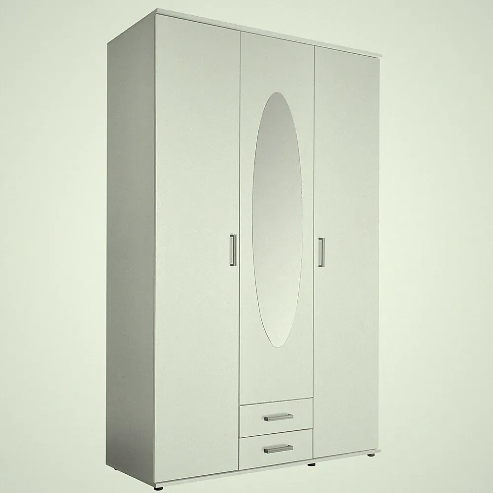clever pick Drehtürenschrank - weiß - Spiegel - 195 cm Kleiderschrank Schrank