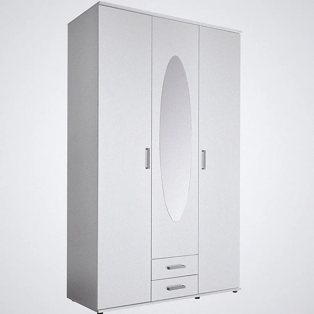 clever pick Drehtürenschrank - weiß - Spiegel - 195 cm Kleiderschrank Schrank