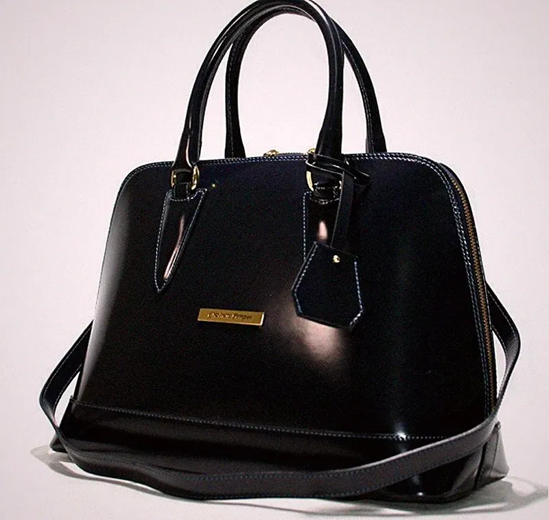 Cristiano Pompeo Damen Umhängetasche Made in Italy Leder Box Spiegel Blau 379€