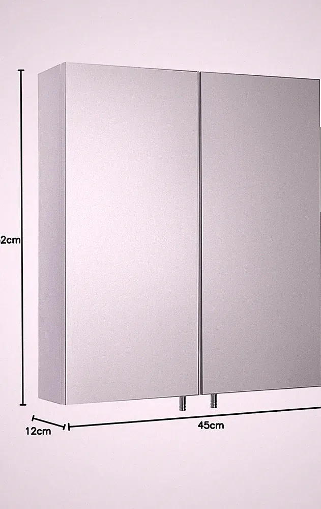 Croydex Badschrank Doppelspiegeltüren weiß Stahl Aufbewahrung 52x45 - Cullen