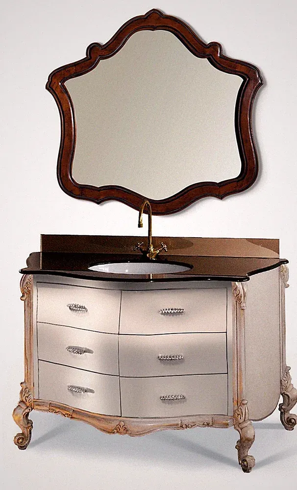 Design Bad Badezimmer Möbel 2tlg. Set Garnitur Schrank Waschbecken Beleuchtung