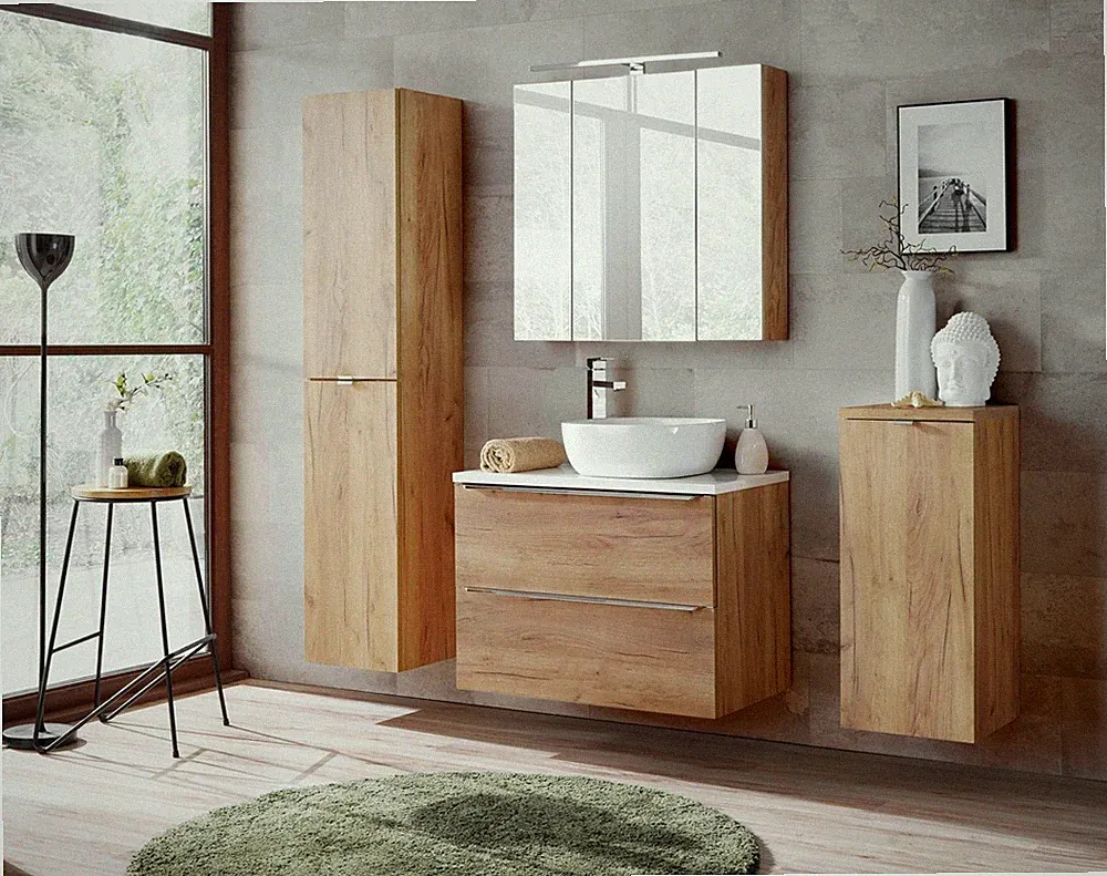 Design Badezimmer Möbel Bad 4 tlg. Set Garnitur Schrank Waschbecken Badmöbelsets