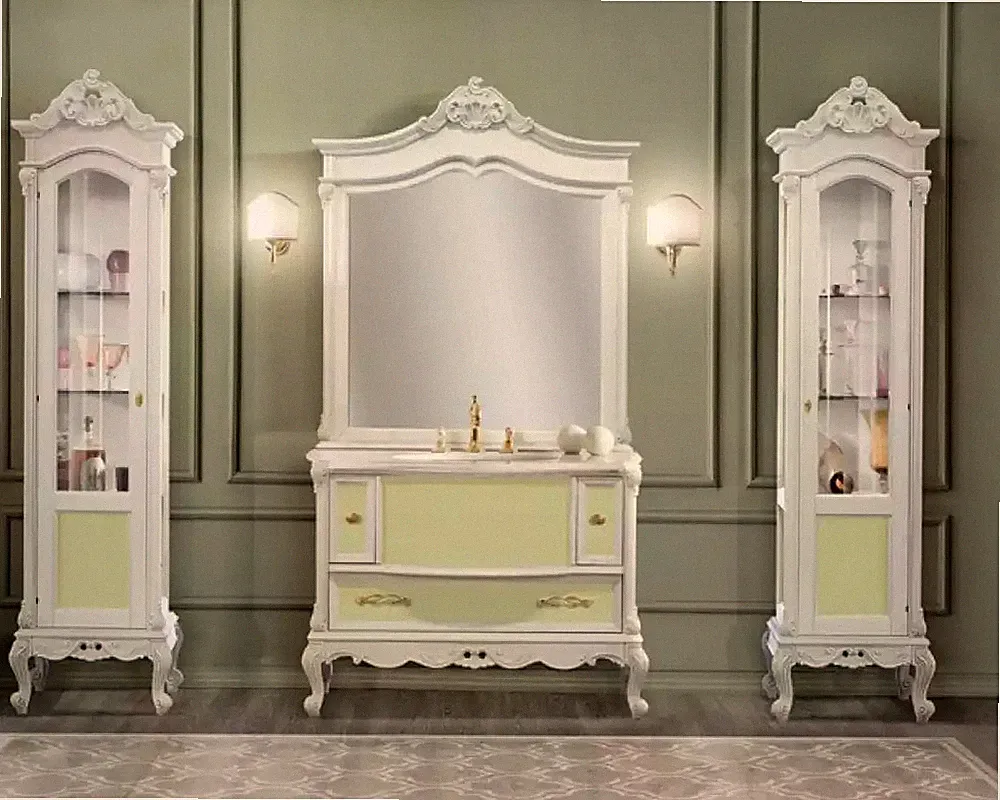 Design Badezimmer Möbel Bad 4tlg. Set Garnitur Vitrine Waschbecken Tische
