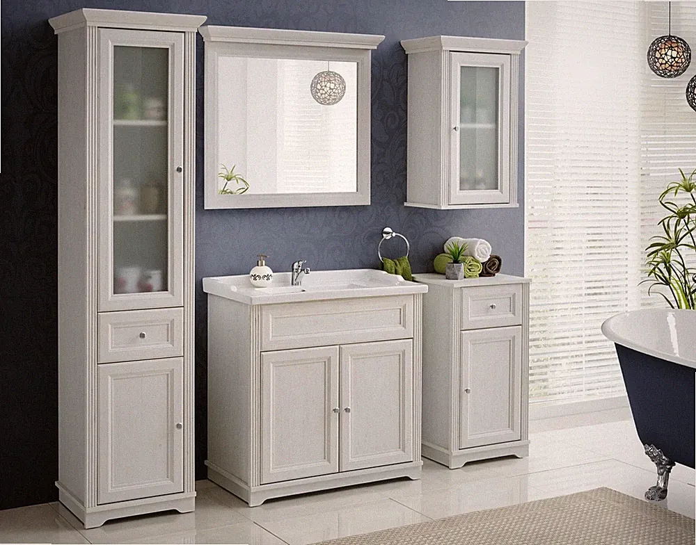 Design Badezimmer Möbel Bad 5 tlg. Set Garnitur Schrank Waschbecken Holz Neu