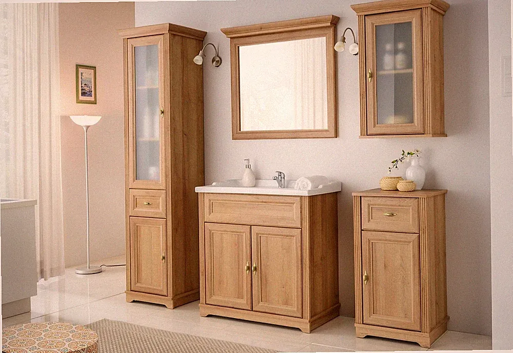 Design Badezimmer Möbel Bad 5tlg. Set Garnitur Schrank Waschbecken Landhaus Stil