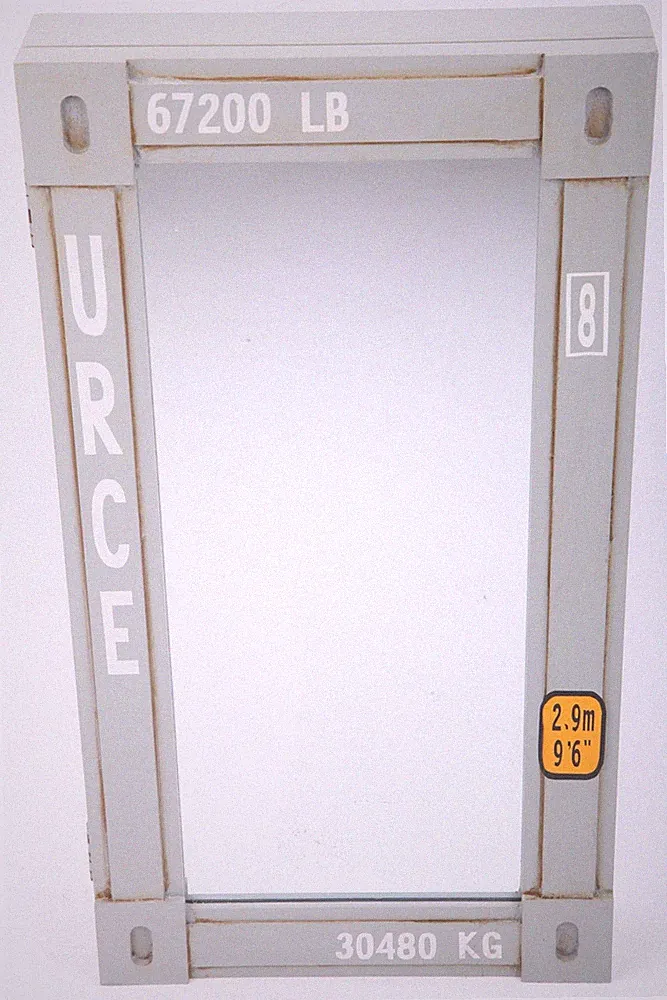 Design-Schlüsselschrank "Container", Spiegelkasten aus Holz, Retro, grau, 57cm