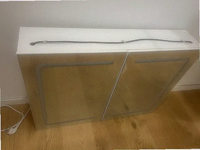 Dictac Spiegel Schrank 80x60x60 cm, 2 Türen, 2 Regalfächer, Weiß/Braun