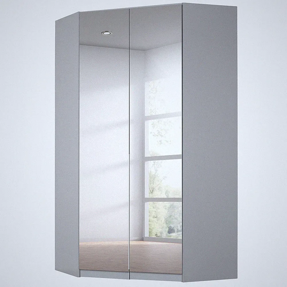 Drehtüren-Eckschrank - seidengrau - 2-türig - 117x229 cm Kleiderschrank Schrank