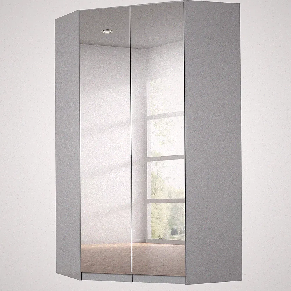 Drehtüren-Eckschrank - seidengrau - 2-türig - 117x229 cm Kleiderschrank Schrank