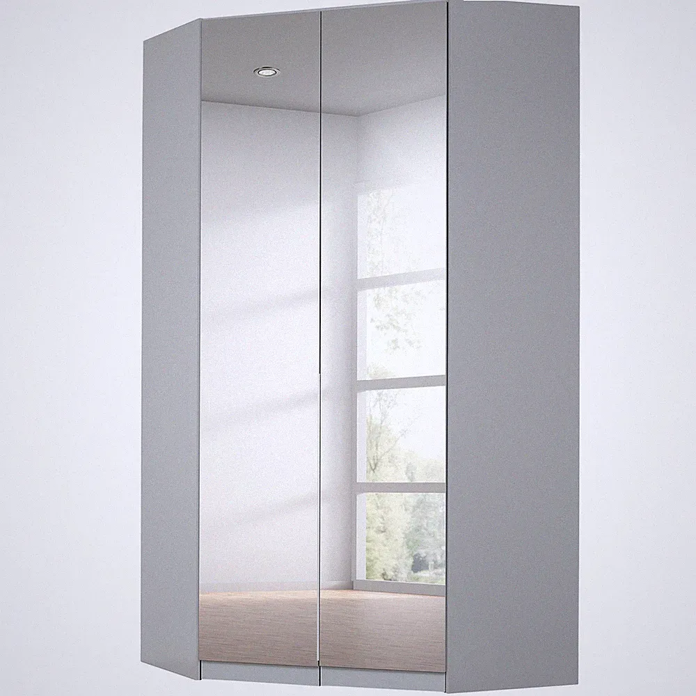 Drehtüren-Eckschrank - seidengrau - 2-türig - 117x229 cm Kleiderschrank Schrank