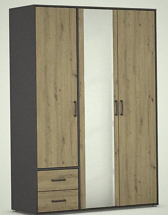 Drehtürenschrank mit Spiegel 3-türig ca. 140 cm breit VOYAGER von Rauch-Packs