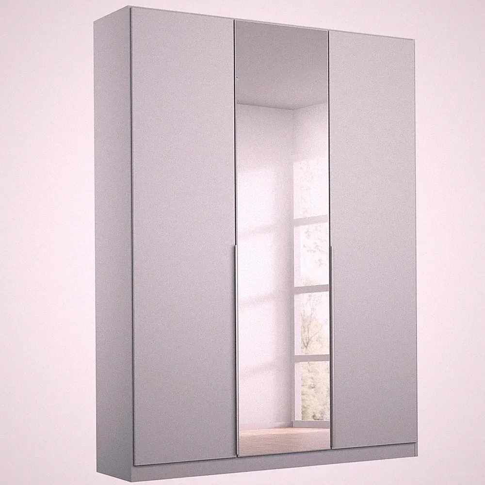 Drehtürenschrank - seidengrau - 3-türig - 136x210 cm Kleiderschrank Schrank