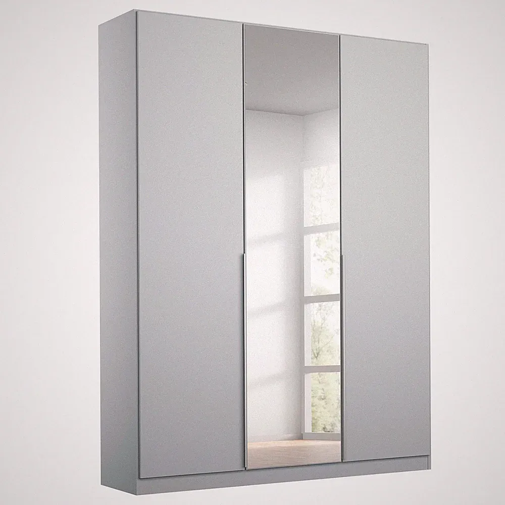 Drehtürenschrank - seidengrau - 3-türig - 136x210 cm Kleiderschrank Schrank