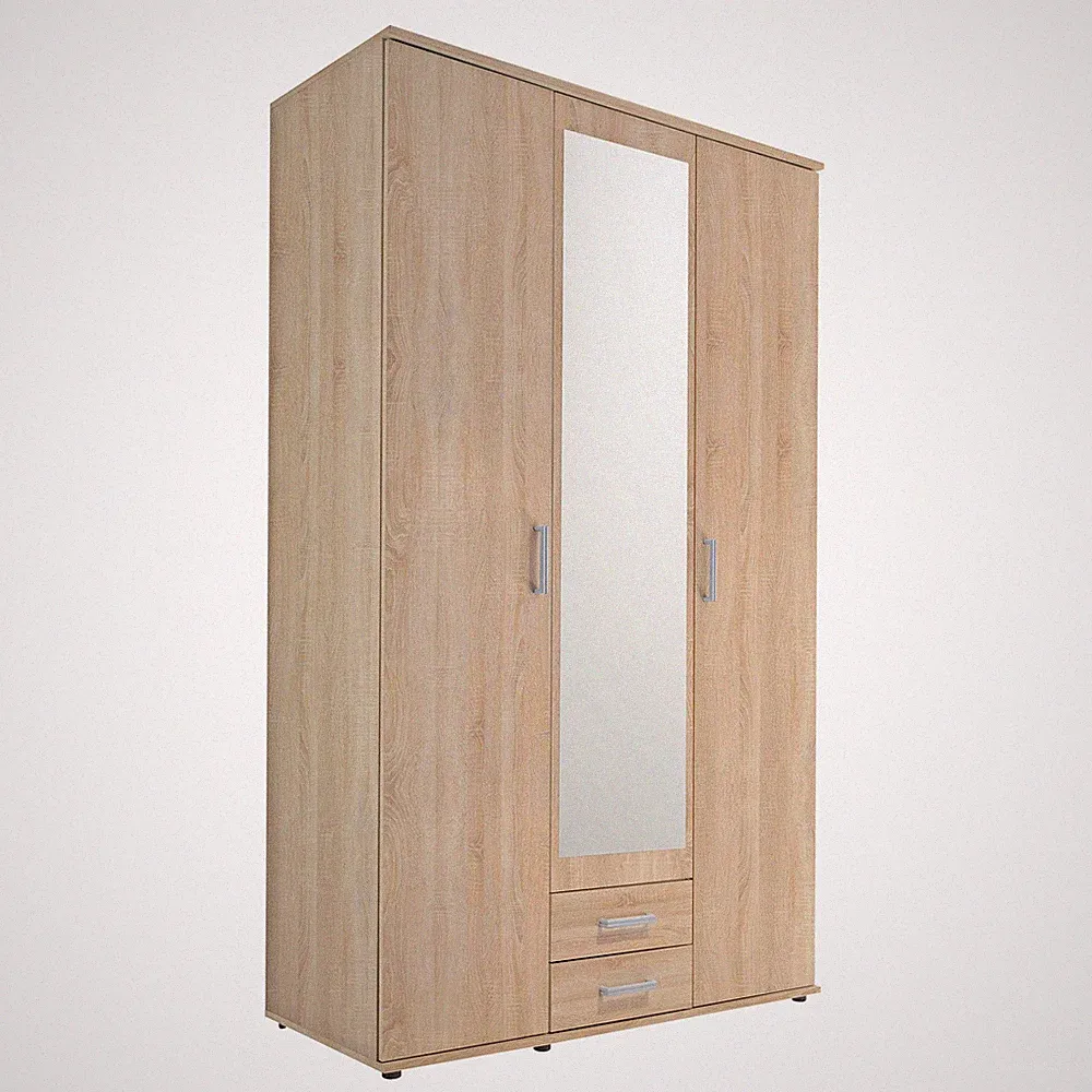 Drehtürenschrank - Sonoma Eiche - Spiegel - 195 cm Kleiderschrank Schrank