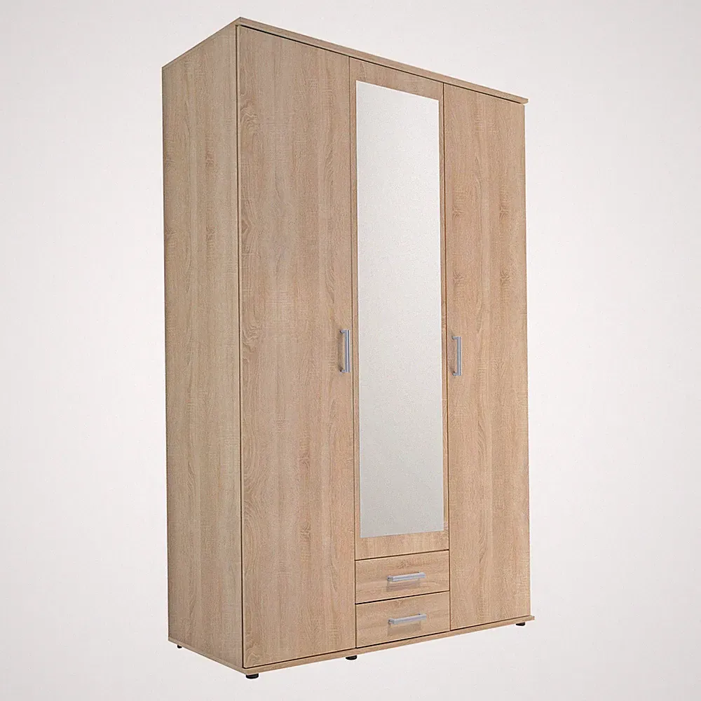 Drehtürenschrank - Sonoma Eiche - Spiegel - 195 cm Kleiderschrank Schrank