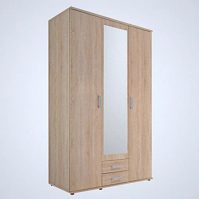 Drehtürenschrank - Sonoma Eiche - Spiegel - 195 cm Kleiderschrank Schrank