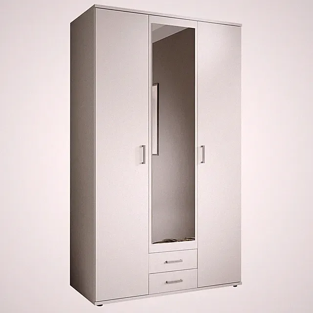 Drehtürenschrank - weiß - Spiegel - 195 cm Kleiderschrank Schrank