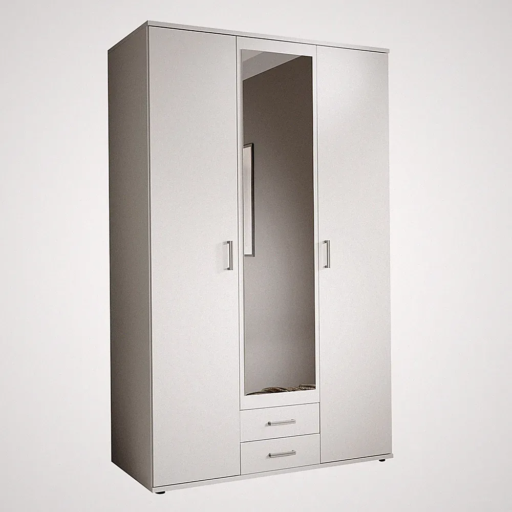 Drehtürenschrank - weiß - Spiegel - 195 cm Kleiderschrank Schrank