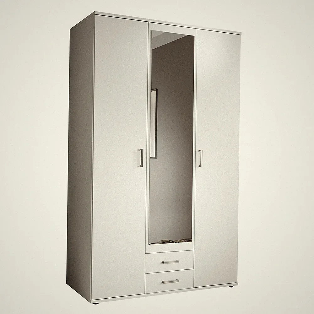 Drehtürenschrank - weiß - Spiegel - 195 cm Kleiderschrank Schrank