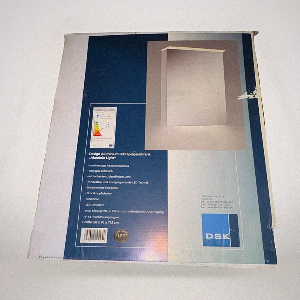 DSK Spiegelschrank Aluminio Light 60x70x16 cm Aluminium Silber LED