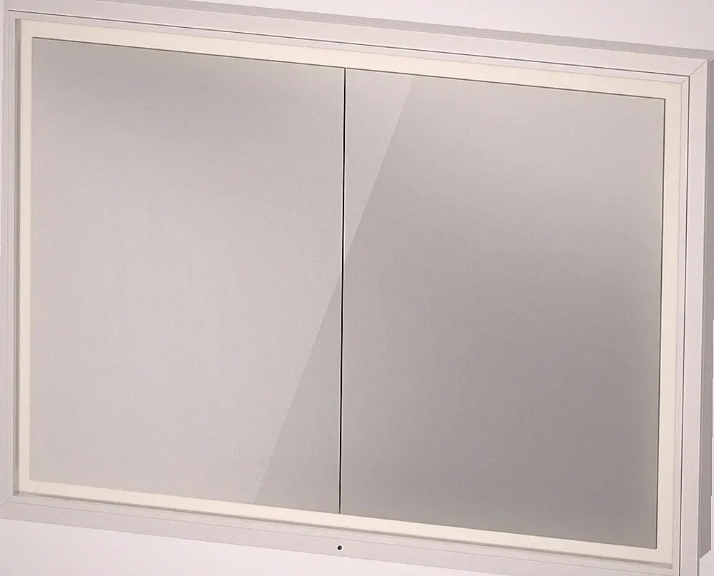 Duravit L-Cube Spiegelschrank mit LED-Beleuchtung, 2 Türen, Touch-LED, Steckdose
