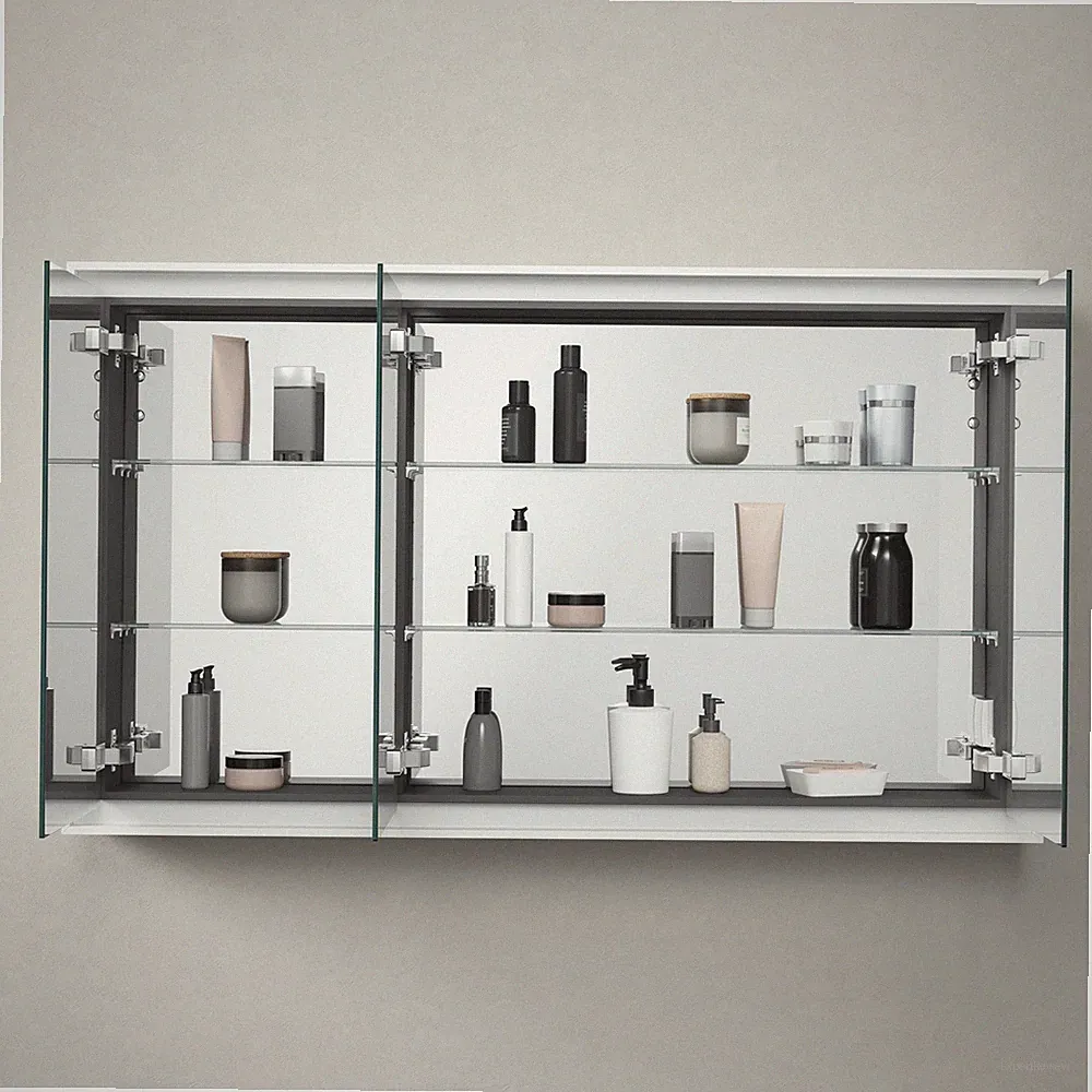 Duravit L-Cube Spiegelschrank mit LED-Beleuchtung, 3 Türen, Steckdose E