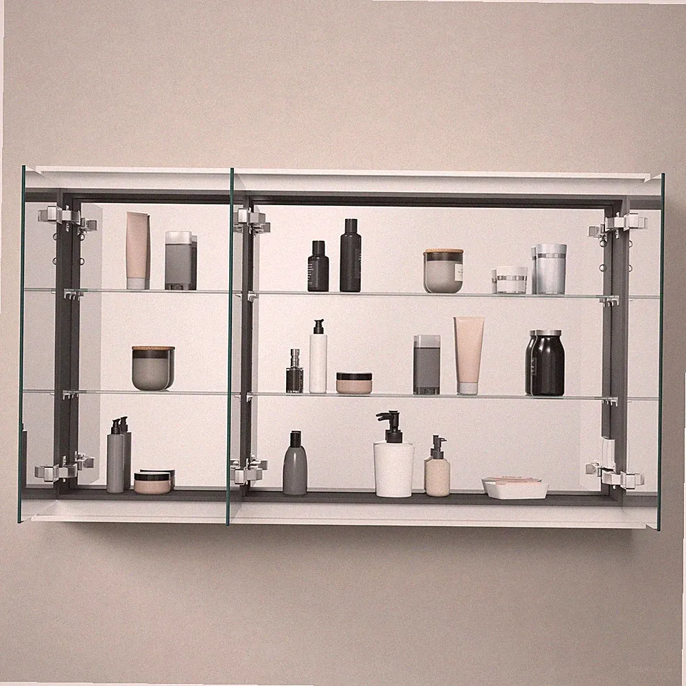 Duravit L-Cube Spiegelschrank mit LED-Beleuchtung, 3 Türen, Steckdose J