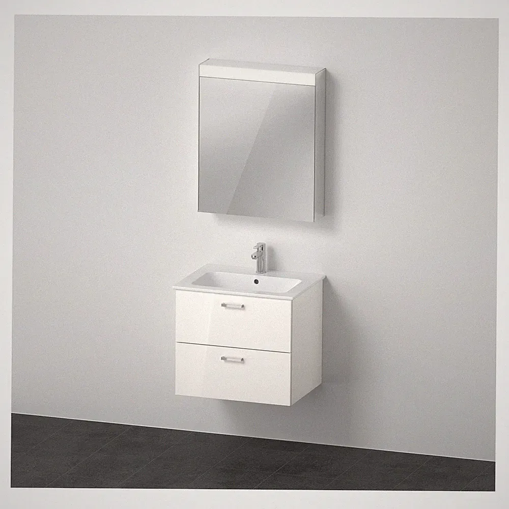 Duravit XBase Möbel-Set mit Spiegelschrank Türanschlag links 630 x 490 mm -...