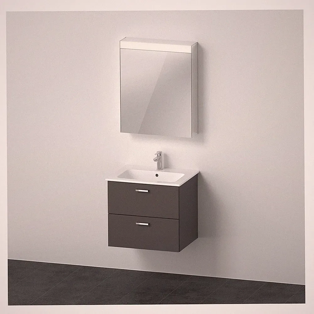 Duravit XBase Möbel-Set mit Spiegelschrank Türanschlag links 630 x 490 mm -...