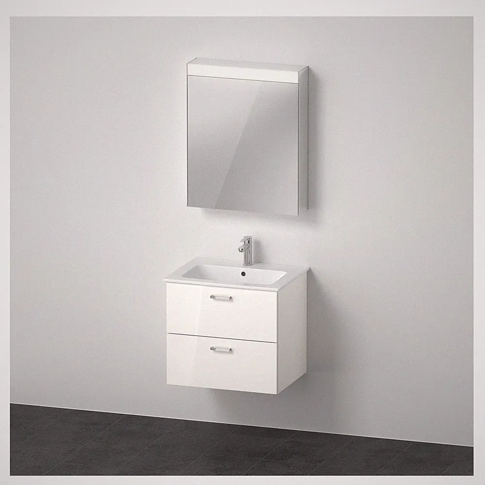 Duravit XBase Möbel-Set mit Spiegelschrank Türanschlag rechts 630 x 490 mm -...