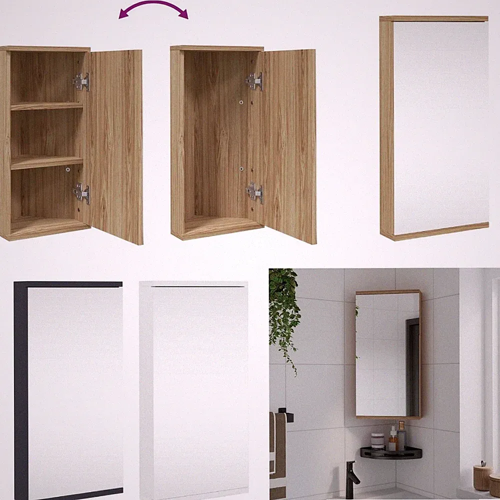 Eck-Spiegelschrank Mit 3 Fächern Badezimmer Spiegelschrank Badspiegelschrank