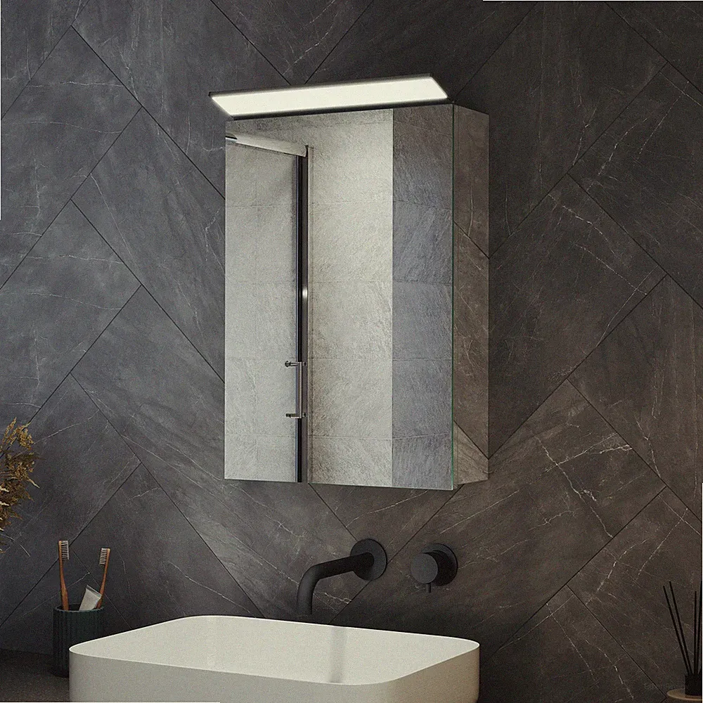 Edelstahl LED Spiegelschrank Winkelfverstellbarer Beleuchtung Wandschrank 36x52