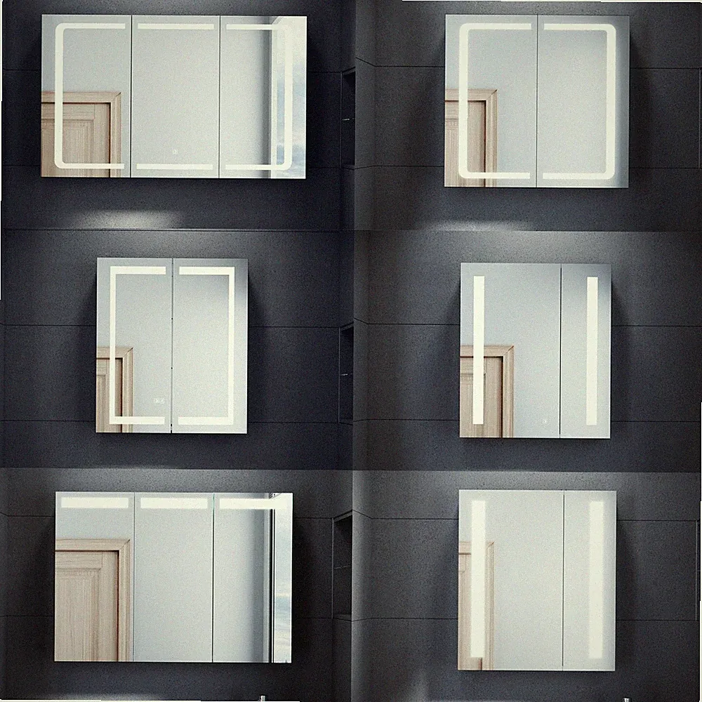 Edelstahl Spiegelschrank mit LED Beleuchtung Badspiegel Badschrank Steckdose