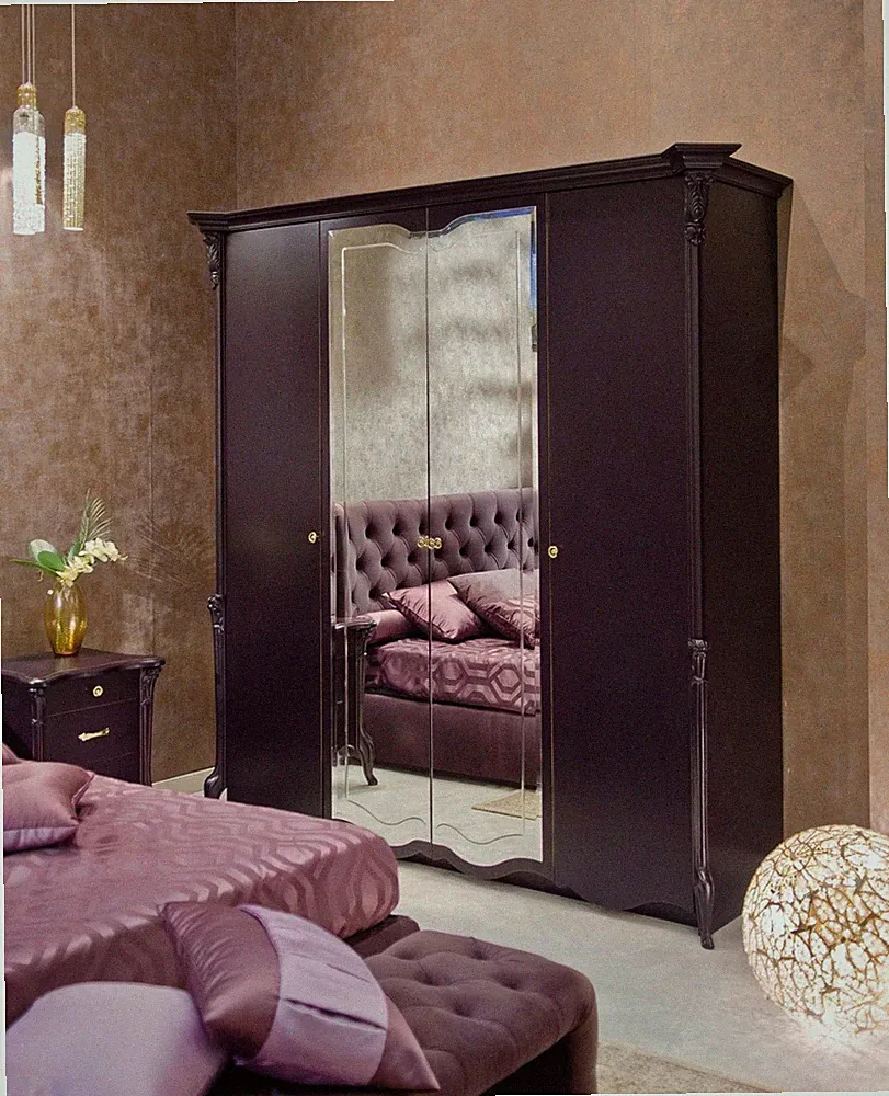 Edler Design Kleiderschrank mit Spiegel Schrank Schränke Italienische Möbel neu