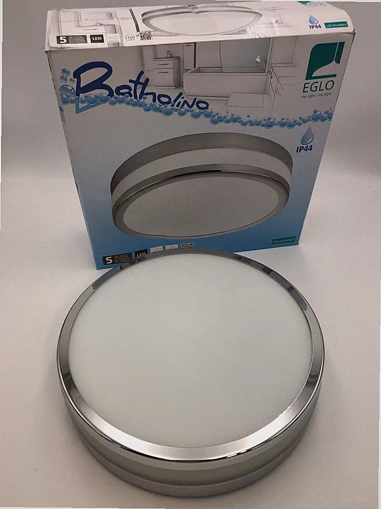 EGLO LED Badezimmer-Deckenlampe Parlermo, Ø 29,5 cm, IP44, Chrom/Weiß