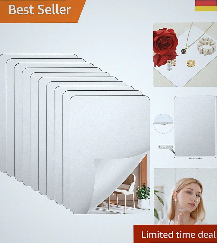 Einfache Montage: Bruchsichere 10er Packung Acryl Spiegel 15x10cm zum Aufkleben