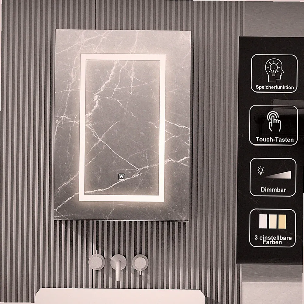 Einzeltür Badezimmer spiegelschrank Bad mit Led Beleuchtung 60x11x76cm schwarz