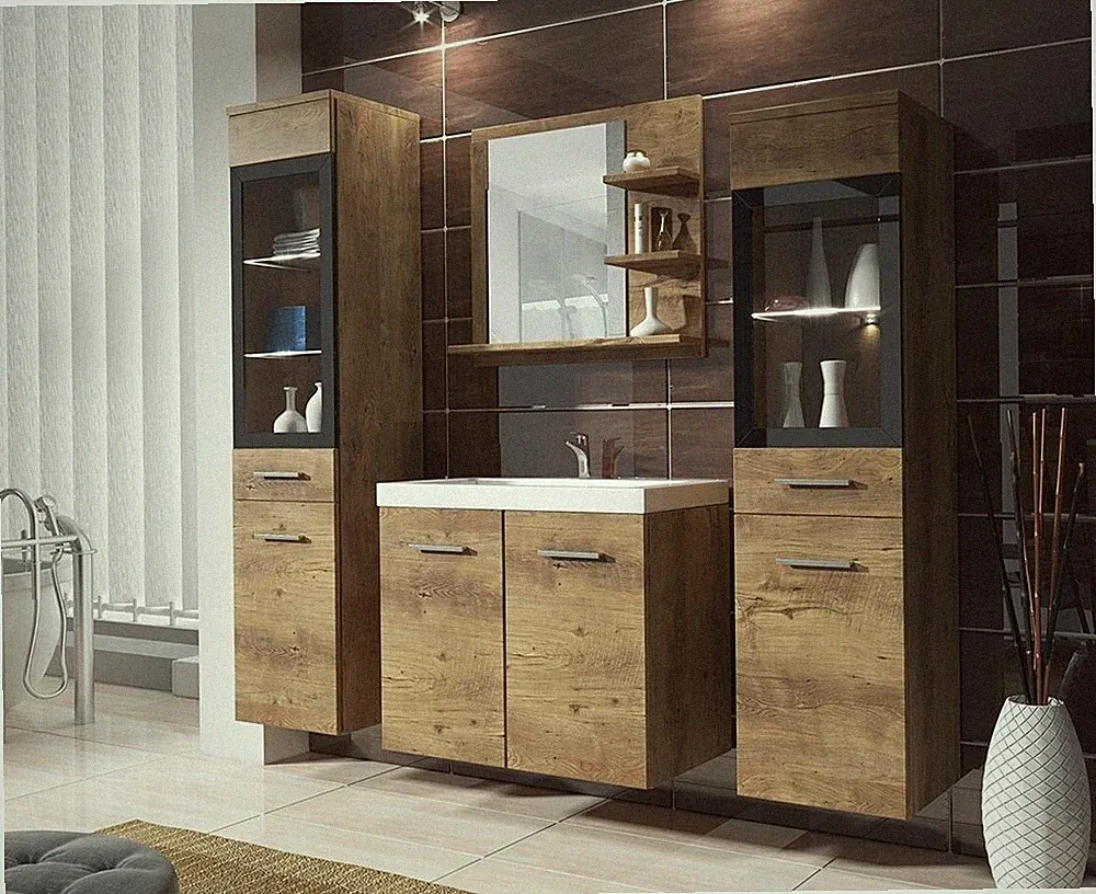 Elegante Badmöbel Set Zorito I Badmoebel Badezimmer Waschbecken Beleuchtung