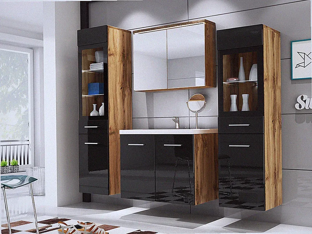 Elegante Badmöbel Set Zorito II Modern Badmoebel Badezimmer Waschbecken M24