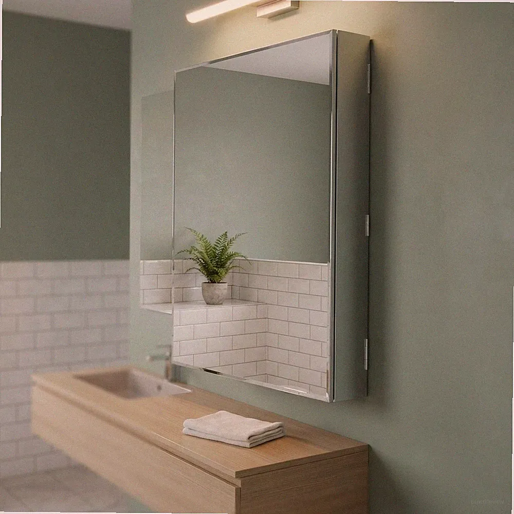 Elegante silberne Wandmontage Badezimmer Aufbewahrung mit Spiegeltür - einfache Installation
