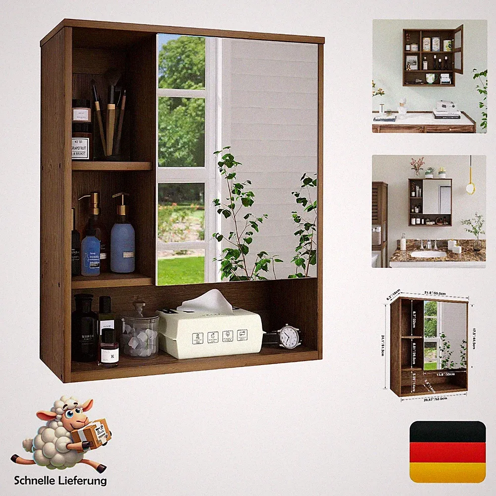 spiegelschrank organizer bambus