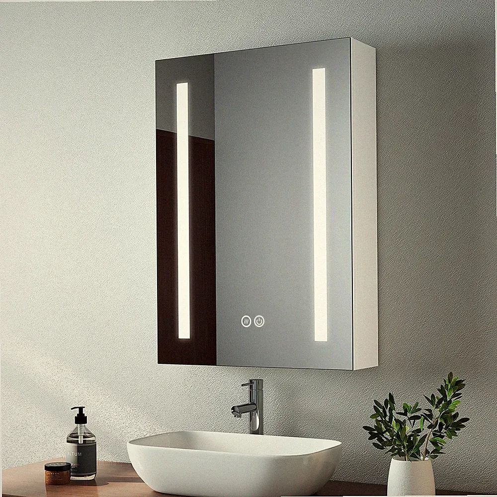 EMKE LED Badspiegelschrank, Badezimmer Wandspiegelschrank mit LED-Leuchten