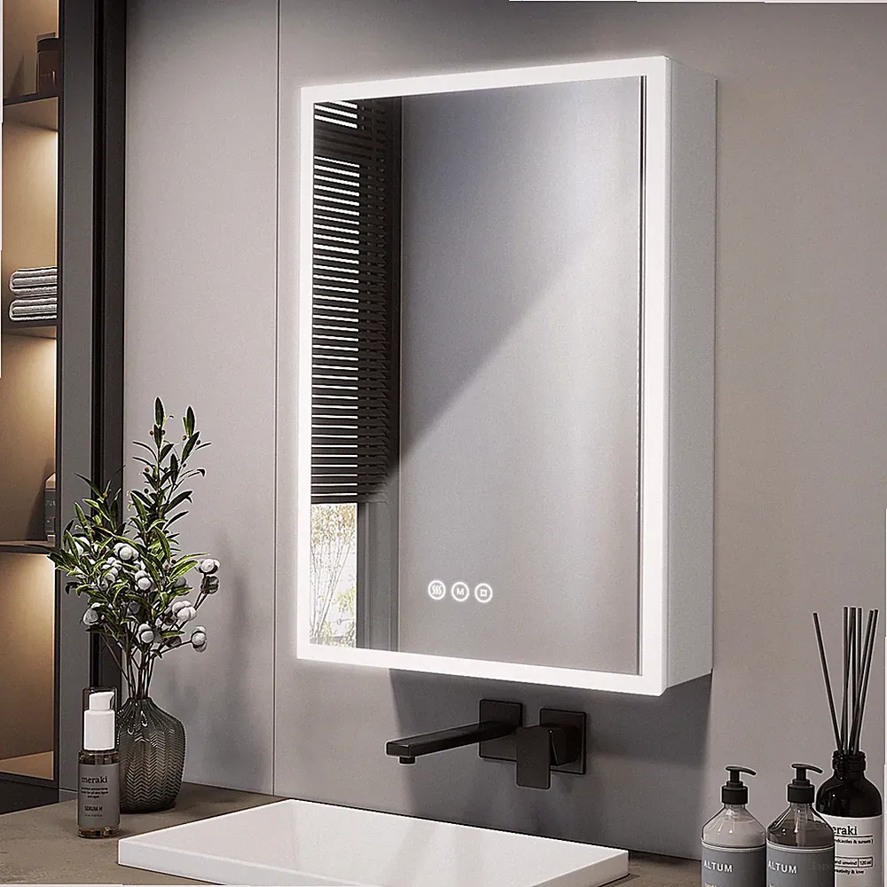 EMKE Spiegelschrank Badschrank Mit LED Beleuchtung Beschlagfrei 50x70cm Spiegel