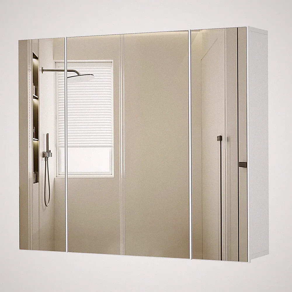 EUGAD Spiegelschrank mit 3 Türen Hängeschrank mit Haken Weiß 70 × 61 × 14,5 cm