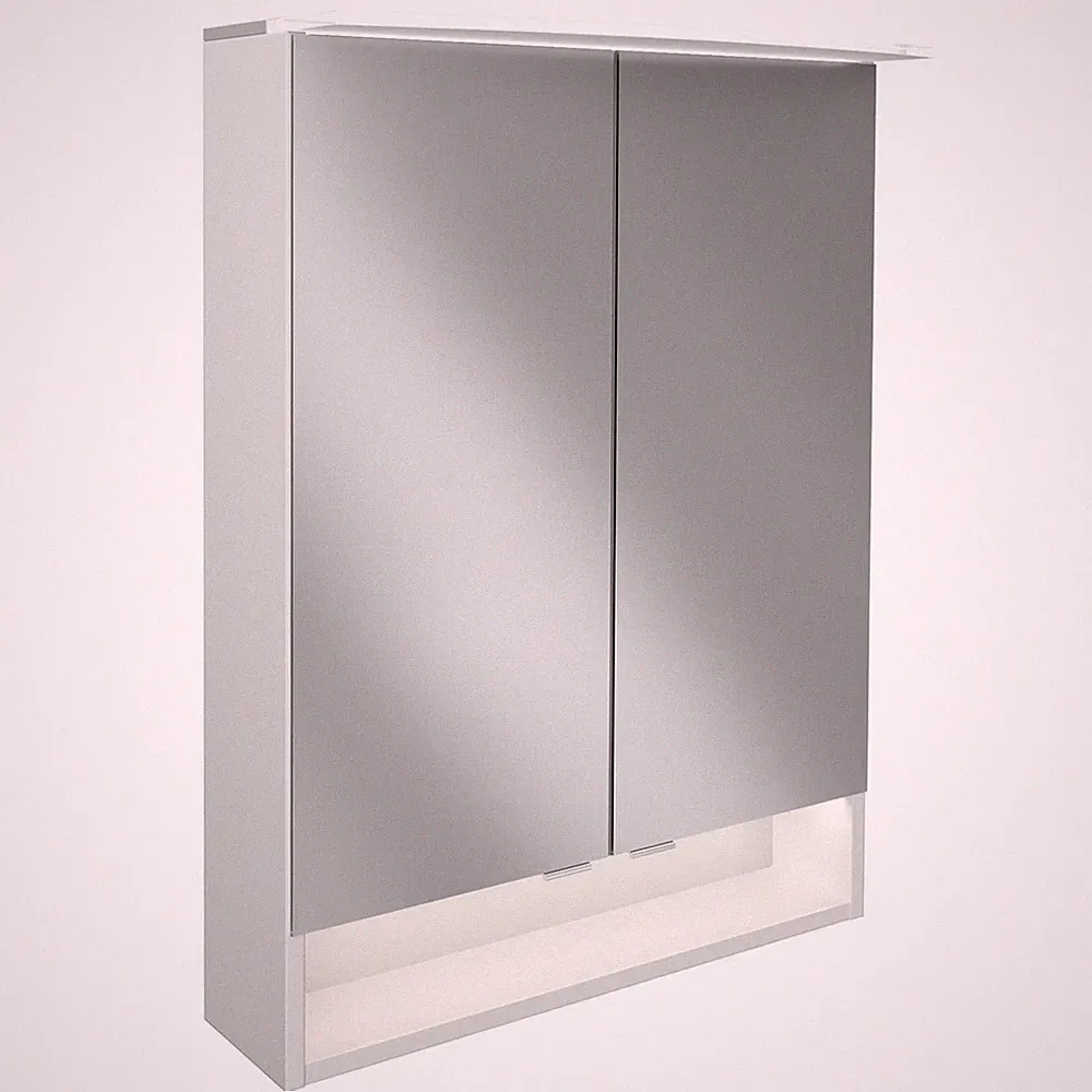 Fackelmann 2-türiger LED Bad Spiegelschrank 60 cm weiß mit Paneel Beleuchtung