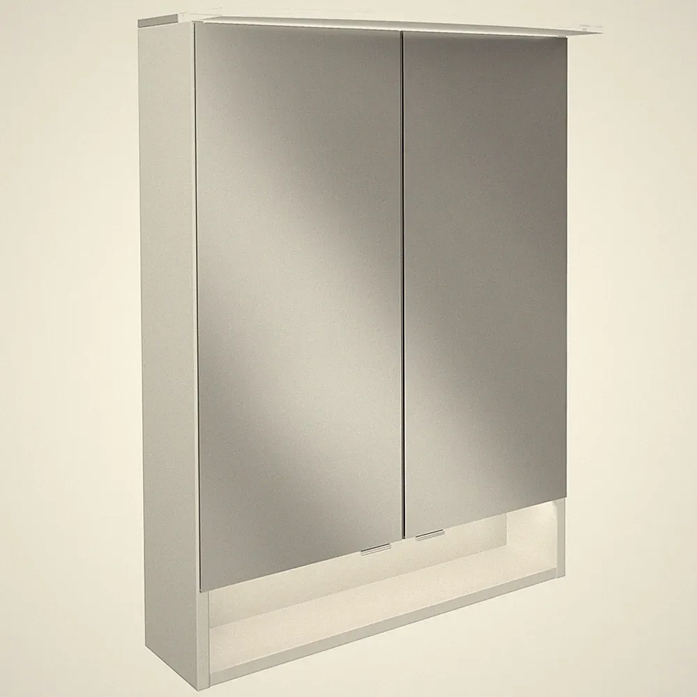Fackelmann 2-türiger LED Bad Spiegelschrank 60 cm weiß mit Paneel Beleuchtung