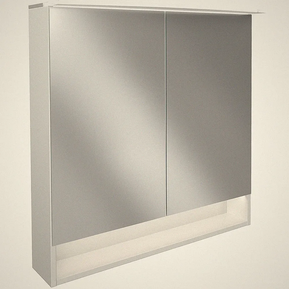 Fackelmann 2-türiger LED Bad Spiegelschrank 80 cm weiß mit Paneel Beleuchtung