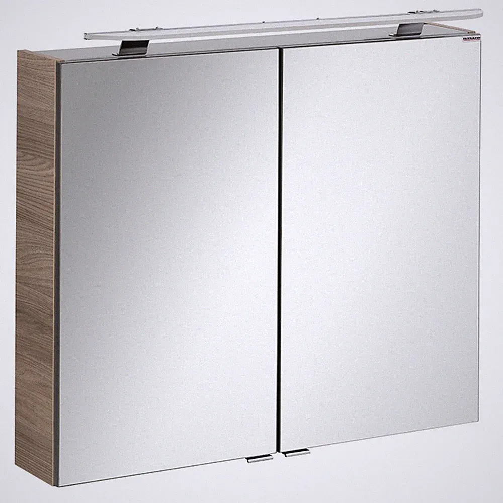 Fackelmann 79891 LED Spiegelschrank 80 cm stein-Esche Optik