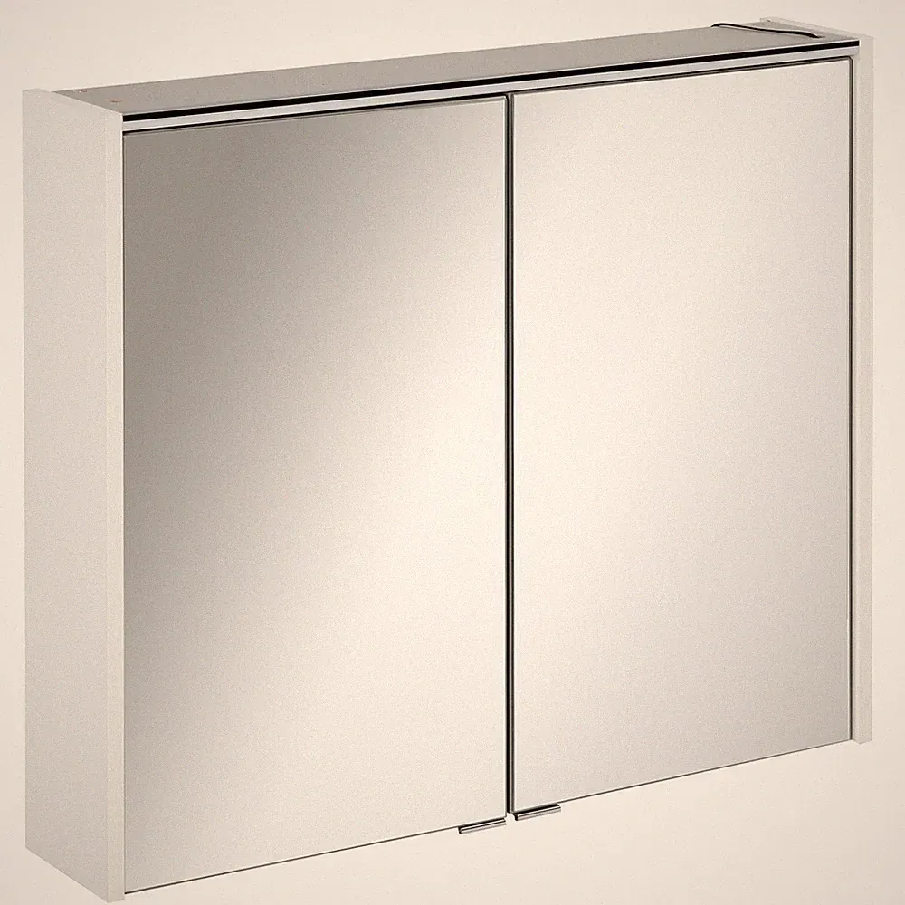 Fackelmann 82183 Spiegelschrank Bad mit LED Beleuchtung 80 cm weiß matt